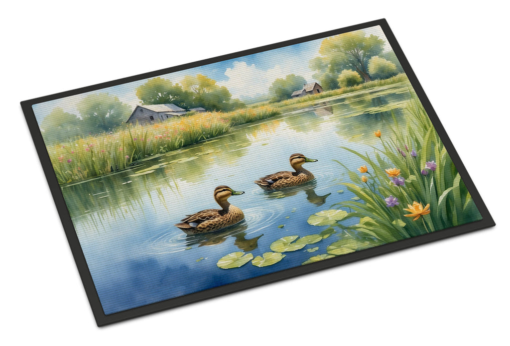 Mother Duck Doormat Indoor Outdoor 24H X 36W Front Door Mat Rugs for Entryway, Non Slip Washable Low Pile,