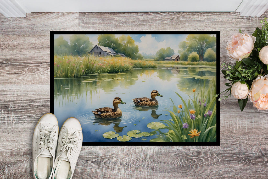 Mother Duck Doormat Indoor Outdoor 24H X 36W Front Door Mat Rugs for Entryway, Non Slip Washable Low Pile,