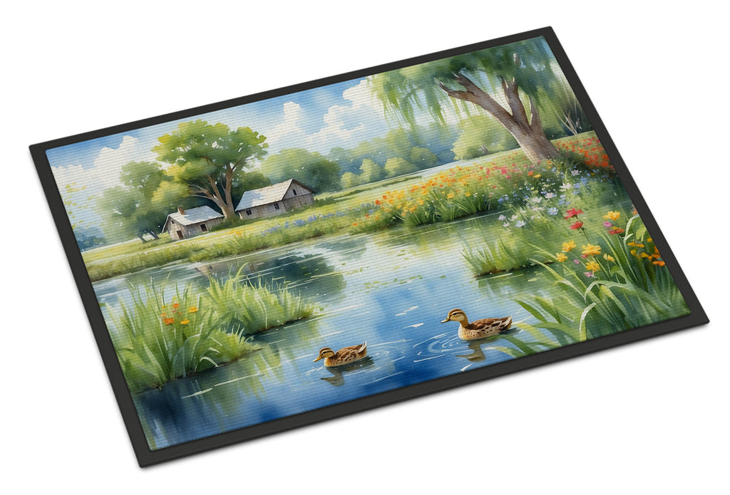 Mother Duck Doormat Indoor Outdoor 24H X 36W Front Door Mat Rugs for Entryway, Non Slip Washable Low Pile,