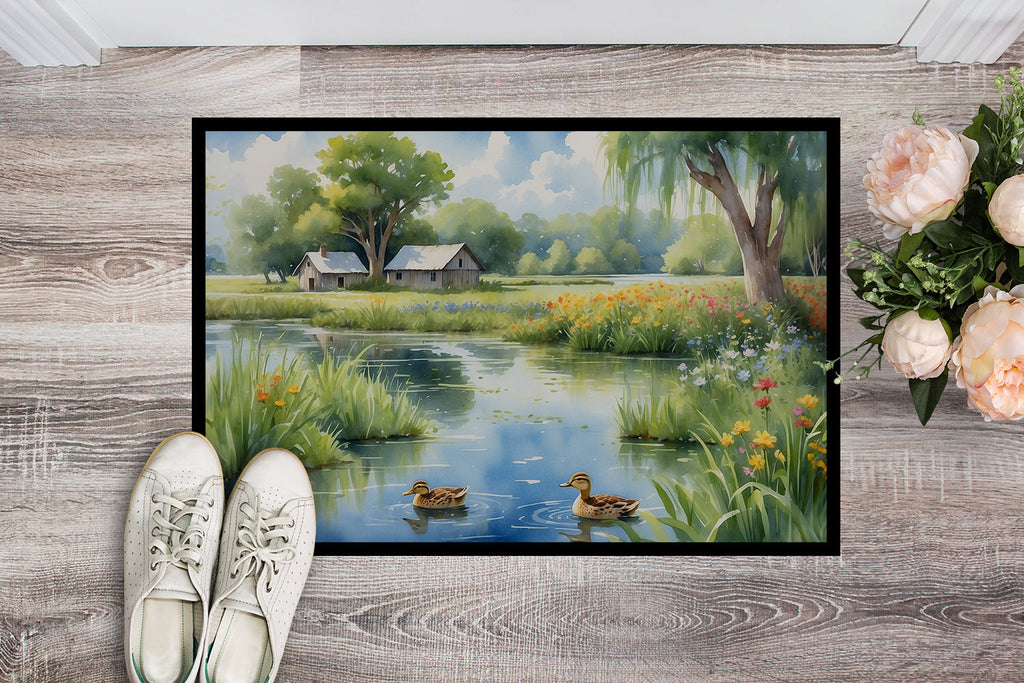 Mother Duck Doormat Indoor Outdoor 24H X 36W Front Door Mat Rugs for Entryway, Non Slip Washable Low Pile,