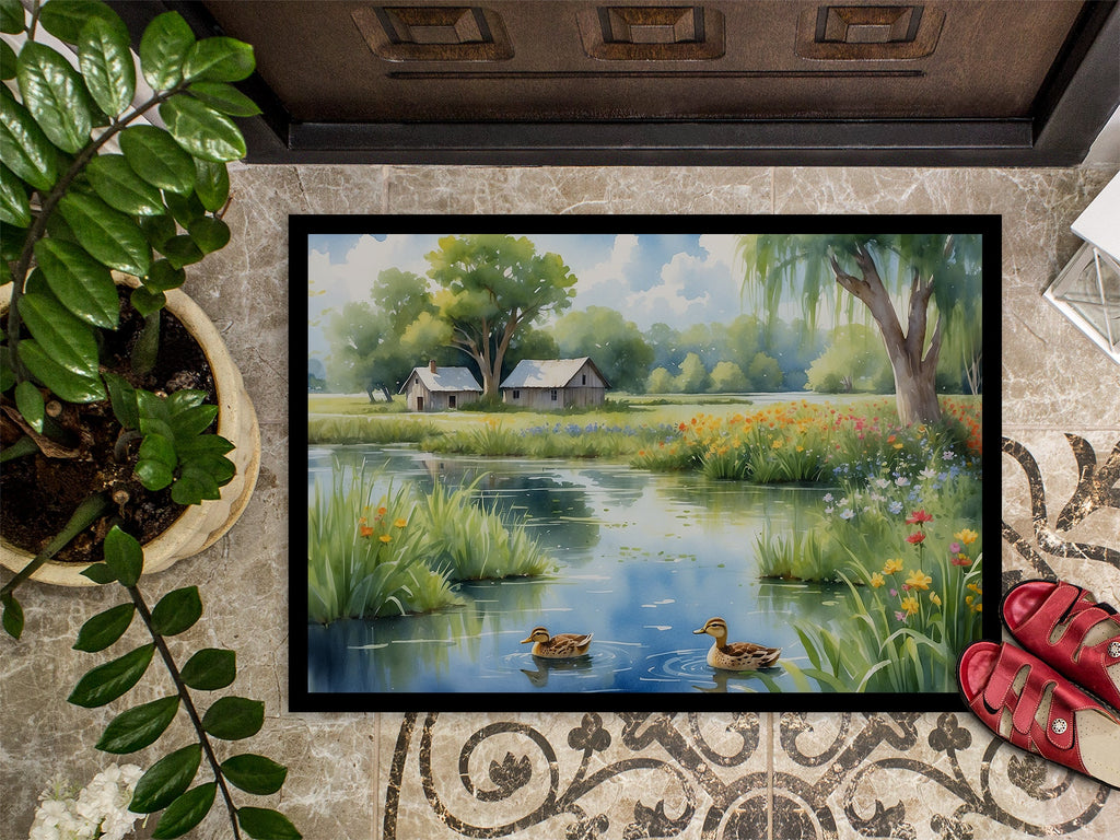 Mother Duck Doormat Indoor Outdoor 24H X 36W Front Door Mat Rugs for Entryway, Non Slip Washable Low Pile,