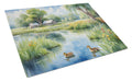 Mother Duck Cutting Board Tempered Glass Kitchen Cutting Surface, Heat Resistant Chopping, Non-Slip Feet, Food Prep & Serving