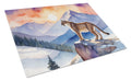 Mountain Majesty Lion Cutting Board Tempered Glass Kitchen Cutting Surface, Heat Resistant Chopping, Non-Slip Feet, Food Prep & Serving