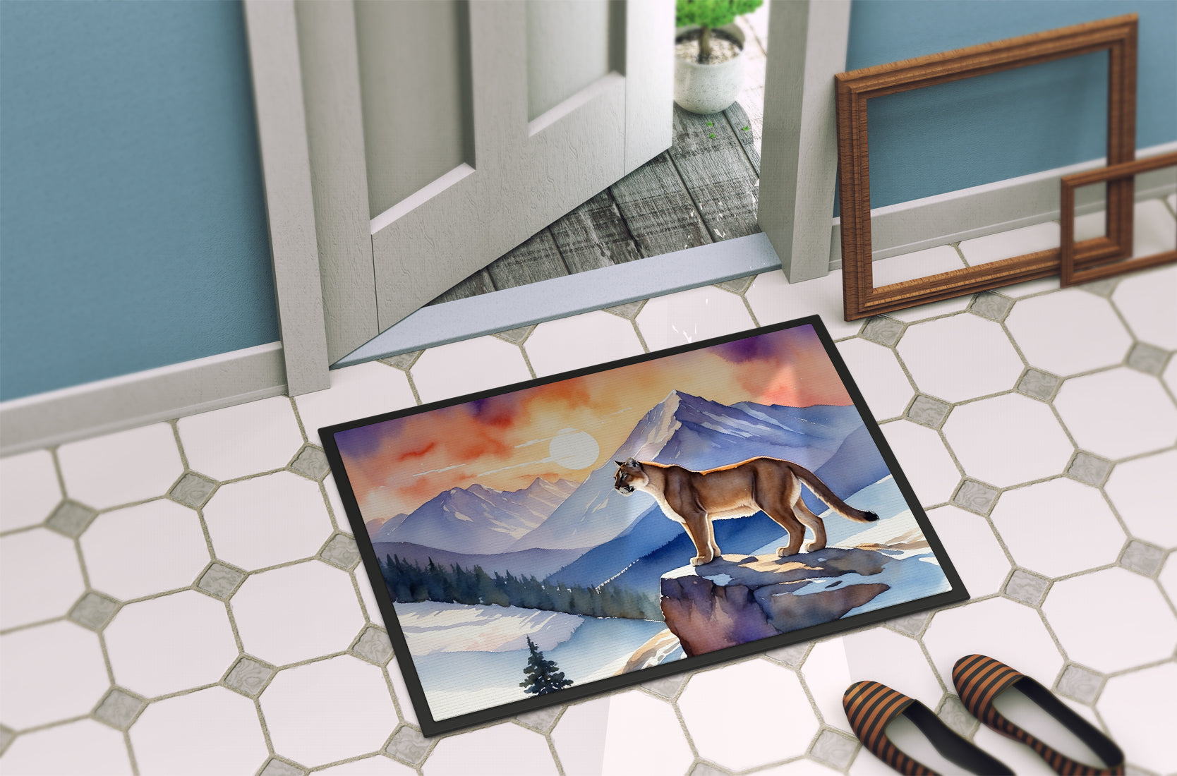Mountain Majesty Lion Doormat Indoor Outdoor 18H X 27W Front Door Mat Rugs for Entryway, Non Slip Washable