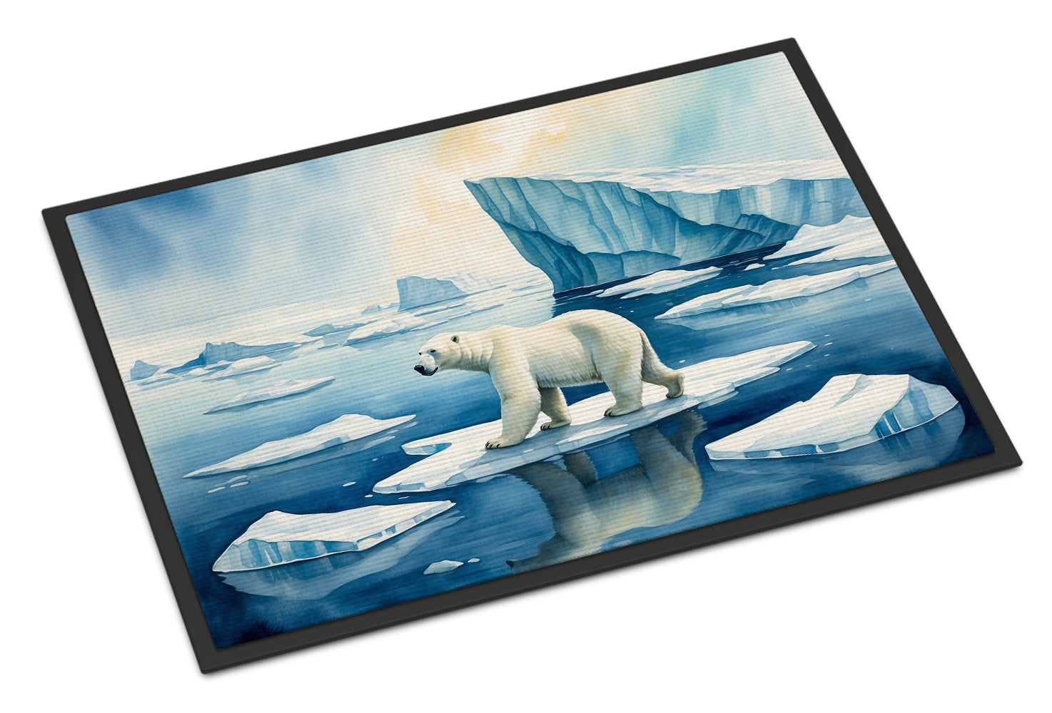 Polar Bear on the Ice Doormat Indoor Outdoor 24H X 36W Front Door Mat Rugs for Entryway, Non Slip Washable Low Pile,