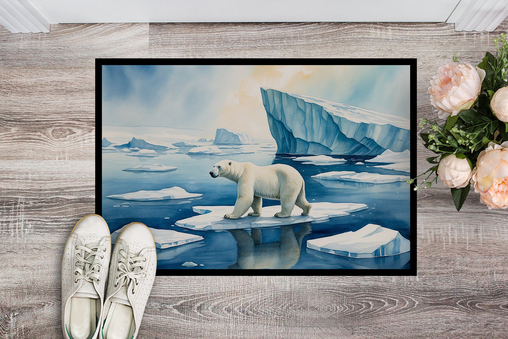 Polar Bear on the Ice Doormat Indoor Outdoor 18H X 27W Front Door Mat Rugs for Entryway, Non Slip Washable