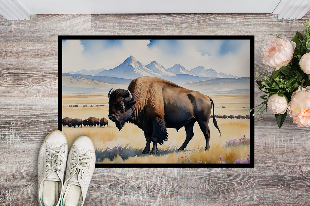Prairie Bison Doormat Indoor Outdoor 24H X 36W Front Door Mat Rugs for Entryway, Non Slip Washable Low Pile,