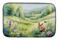 Rabbit Springtime Meadow Dish Drying Mat Absorbent Dish Drying Mat Pad for Kitchen Counter Dish Drainer Mat for Countertop, 14 x 21", Multicolor