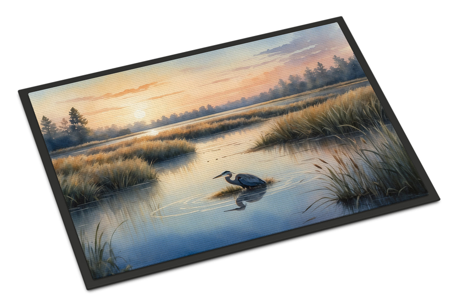 Wetland Wonders Blue Heron Doormat Indoor Outdoor 18H X 27W Front Door Mat Rugs for Entryway, Non Slip Washable