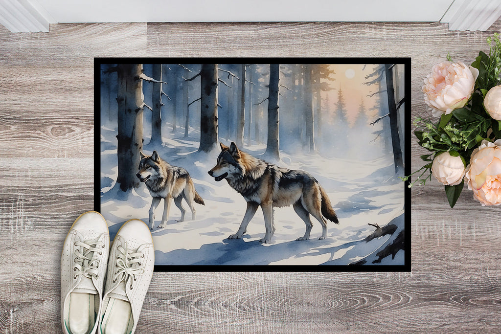 Winter Wolves Doormat Indoor Outdoor 24H X 36W Front Door Mat Rugs for Entryway, Non Slip Washable Low Pile,