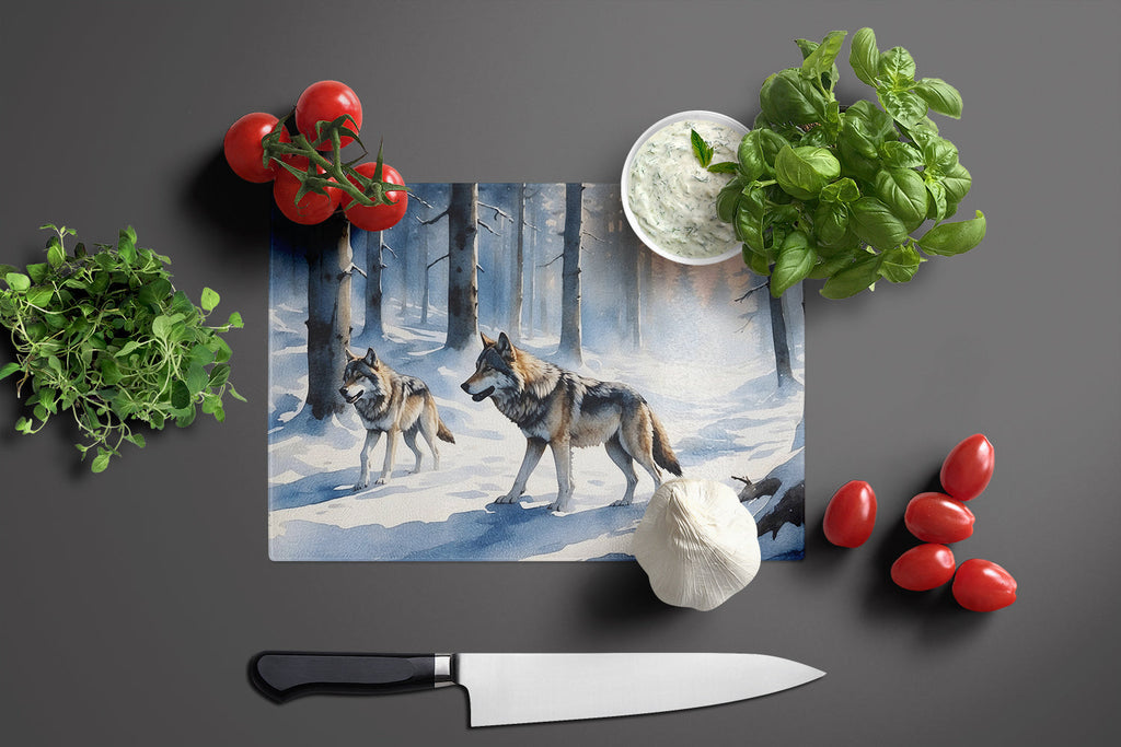 Winter Wolves Cutting Board Tempered Glass Kitchen Cutting Surface, Heat Resistant Chopping, Non-Slip Feet, Food Prep & Serving