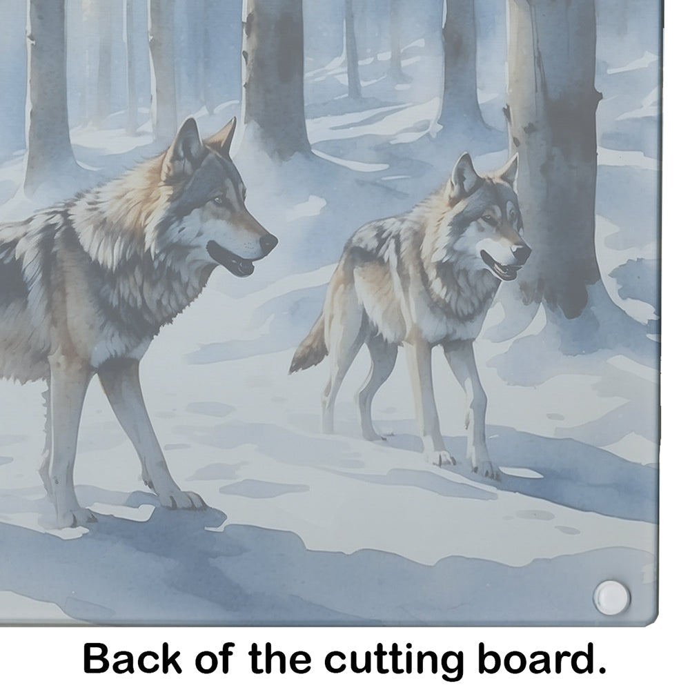 Winter Wolves Cutting Board Tempered Glass Kitchen Cutting Surface, Heat Resistant Chopping, Non-Slip Feet, Food Prep & Serving