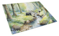 Woodland Spring Badgers Cutting Board Tempered Glass Kitchen Cutting Surface, Heat Resistant Chopping, Non-Slip Feet, Food Prep & Serving