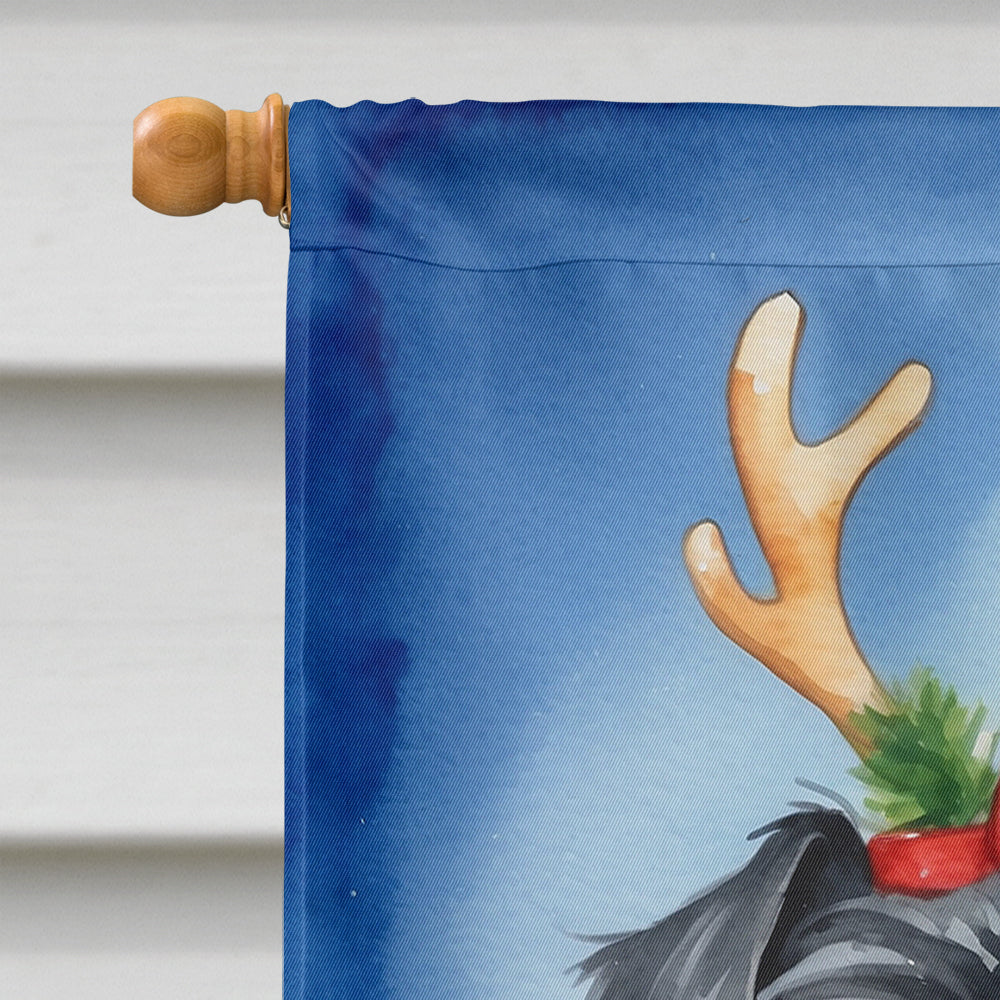 Affenpinscher Christmas Reindeer House Flag 28x40 Porch Sleeve Pole Decorative Outside Yard Banner Artwork Wall Hanging, Polyester