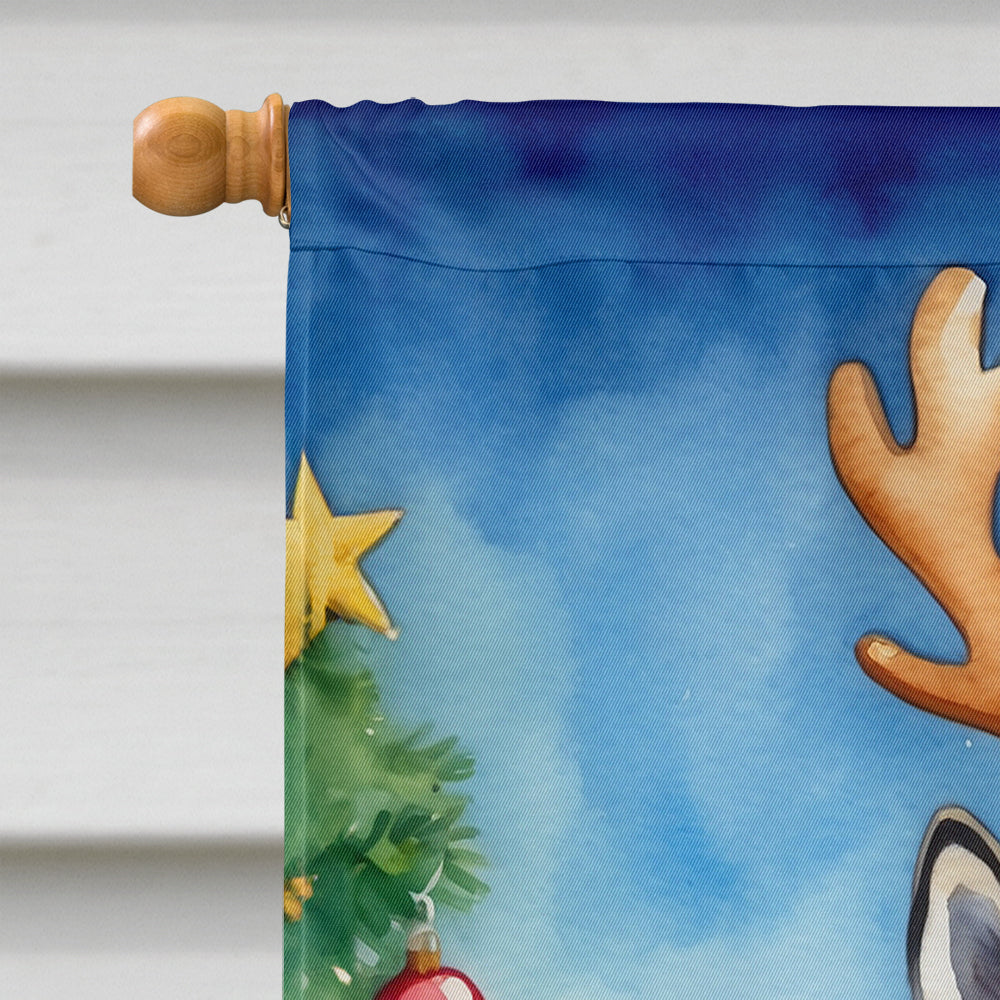 Alaskan Malamute Christmas Reindeer House Flag 28x40 Porch Sleeve Pole Decorative Outside Yard Banner Artwork Wall Hanging, Polyester
