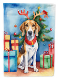 American Foxhound Christmas Reindeer House Flag 28x40 Porch Sleeve Pole Decorative Outside Yard Banner Artwork Wall Hanging, Polyester