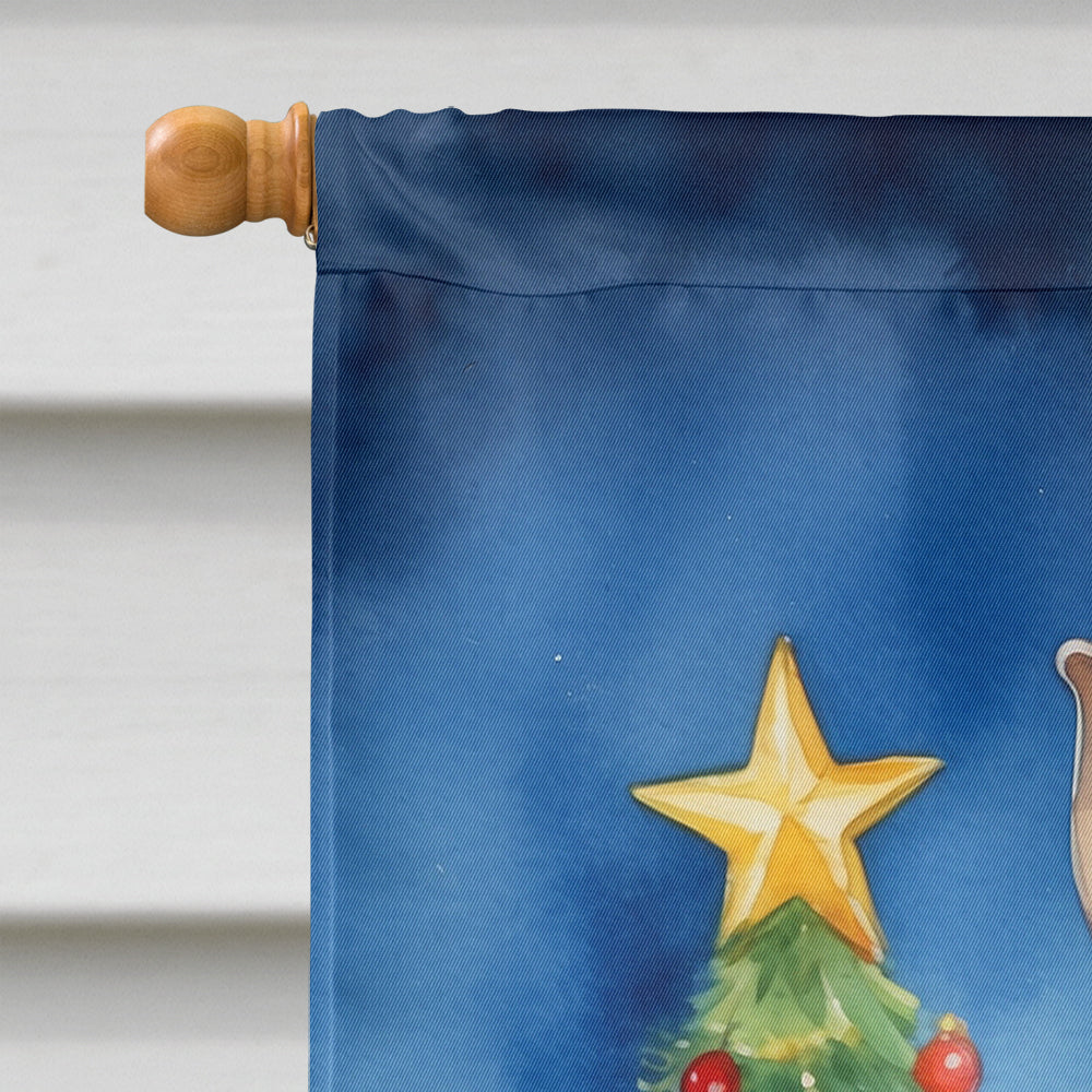 American Hairless Terrier Christmas Reindeer House Flag 28x40 Porch Sleeve Pole Decorative Outside Yard Banner Artwork Wall Hanging, Polyester