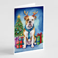 American Bulldog Christmas Reindeer Greeting Cards Pack of 8 Blank Cards with Envelopes Whimsical A7 Size 5x7