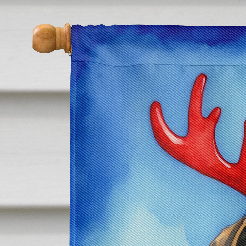 Anatolian Shepherd Dog Christmas Reindeer House Flag 28x40 Porch Sleeve Pole Decorative Outside Yard Banner Artwork Wall Hanging, Polyester