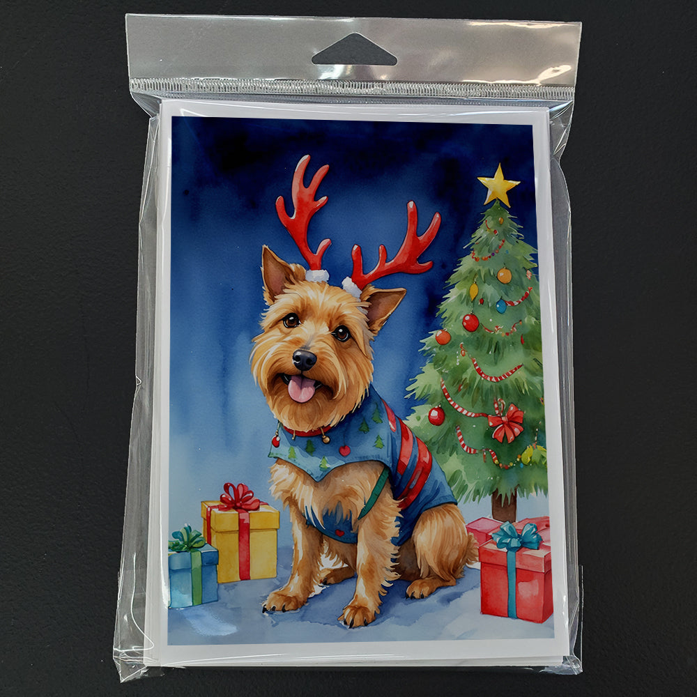 Australian Terrier Christmas Reindeer Greeting Cards Pack of 8 Blank Cards with Envelopes Whimsical A7 Size 5x7