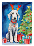 Bedlington Terrier Christmas Reindeer House Flag 28x40 Porch Sleeve Pole Decorative Outside Yard Banner Artwork Wall Hanging, Polyester