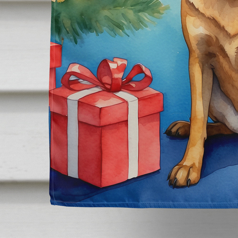 Belgian Malinois Christmas Reindeer House Flag 28x40 Porch Sleeve Pole Decorative Outside Yard Banner Artwork Wall Hanging, Polyester