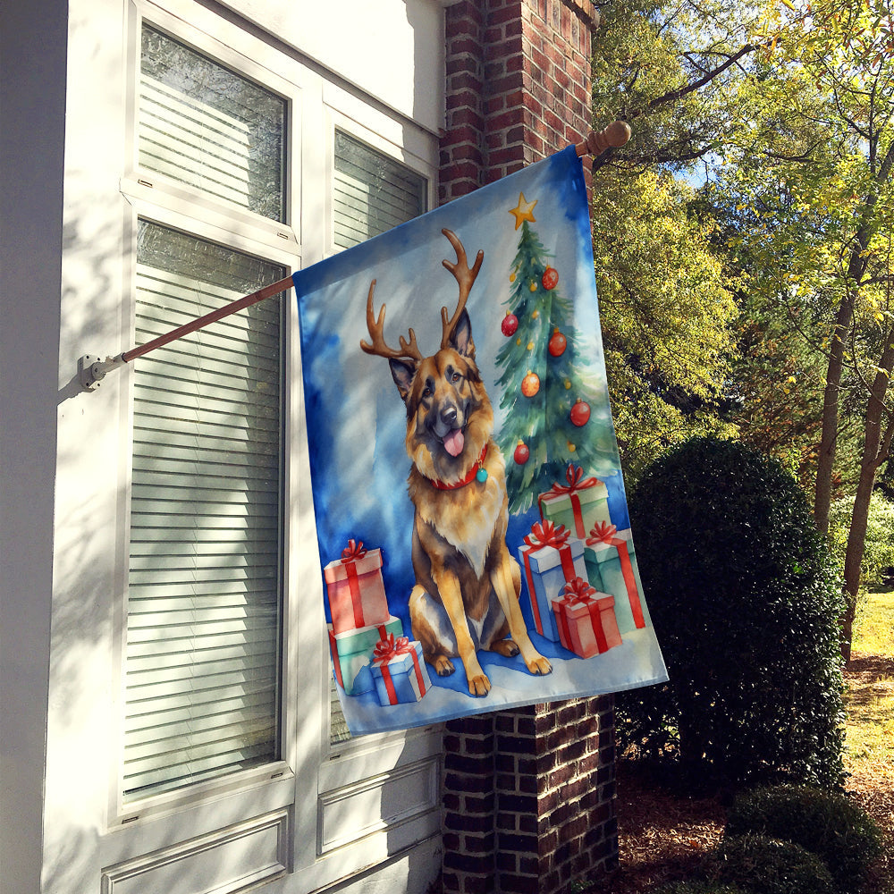 Belgian Tervuren Christmas Reindeer House Flag 28x40 Porch Sleeve Pole Decorative Outside Yard Banner Artwork Wall Hanging, Polyester