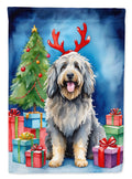 Bergamasco Christmas Reindeer House Flag 28x40 Porch Sleeve Pole Decorative Outside Yard Banner Artwork Wall Hanging, Polyester