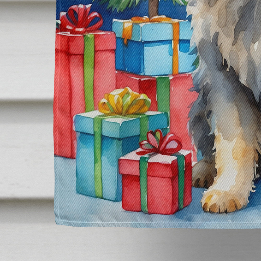 Bergamasco Christmas Reindeer House Flag 28x40 Porch Sleeve Pole Decorative Outside Yard Banner Artwork Wall Hanging, Polyester