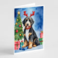 Bernedoodle Christmas Reindeer Greeting Cards Pack of 8 Blank Cards with Envelopes Whimsical A7 Size 5x7