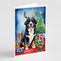 Bernese Mountain Dog Christmas Reindeer Greeting Cards Pack of 8 Blank Cards with Envelopes Whimsical A7 Size 5x7