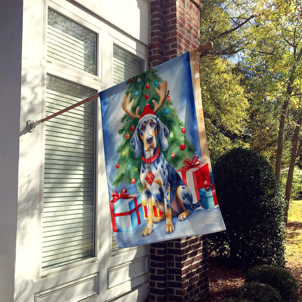 Bluetick Coonhound Christmas Reindeer House Flag 28x40 Porch Sleeve Pole Decorative Outside Yard Banner Artwork Wall Hanging, Polyester