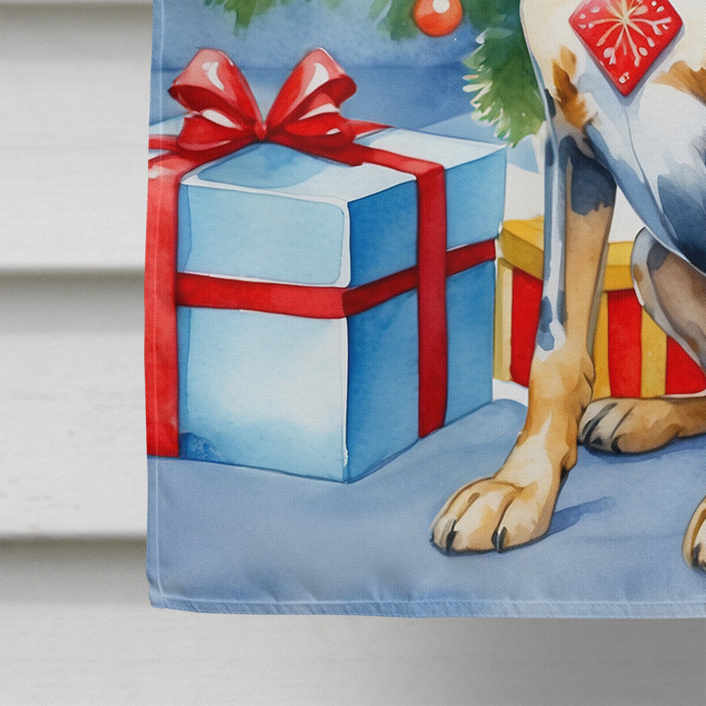 Bluetick Coonhound Christmas Reindeer House Flag 28x40 Porch Sleeve Pole Decorative Outside Yard Banner Artwork Wall Hanging, Polyester
