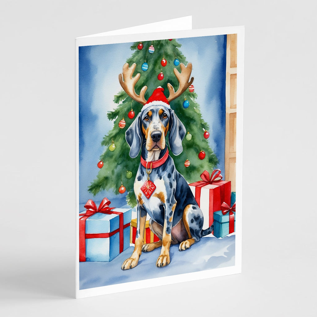 Bluetick Coonhound Christmas Reindeer Greeting Cards Pack of 8 Blank Cards with Envelopes Whimsical A7 Size 5x7