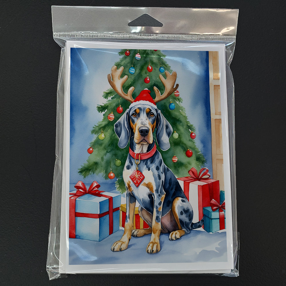 Bluetick Coonhound Christmas Reindeer Greeting Cards Pack of 8 Blank Cards with Envelopes Whimsical A7 Size 5x7