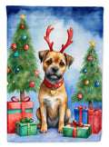 Border Terrier Christmas Reindeer House Flag 28x40 Porch Sleeve Pole Decorative Outside Yard Banner Artwork Wall Hanging, Polyester
