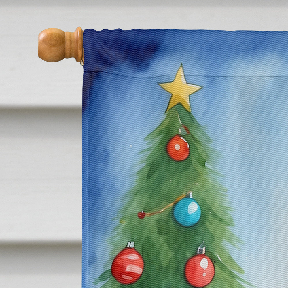 Border Terrier Christmas Reindeer House Flag 28x40 Porch Sleeve Pole Decorative Outside Yard Banner Artwork Wall Hanging, Polyester