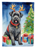 Bouvier des Flandres Christmas Reindeer House Flag 28x40 Porch Sleeve Pole Decorative Outside Yard Banner Artwork Wall Hanging, Polyester