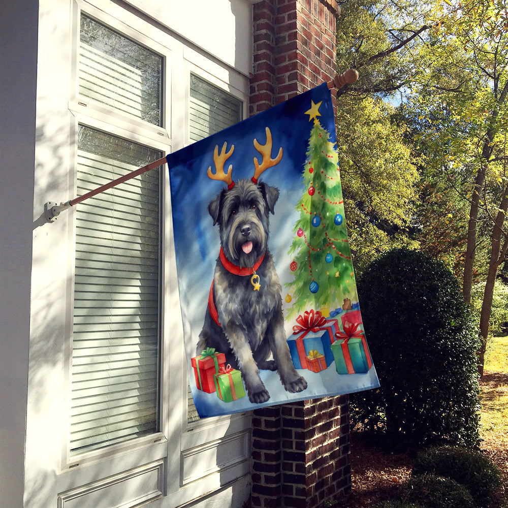 Bouvier des Flandres Christmas Reindeer House Flag 28x40 Porch Sleeve Pole Decorative Outside Yard Banner Artwork Wall Hanging, Polyester