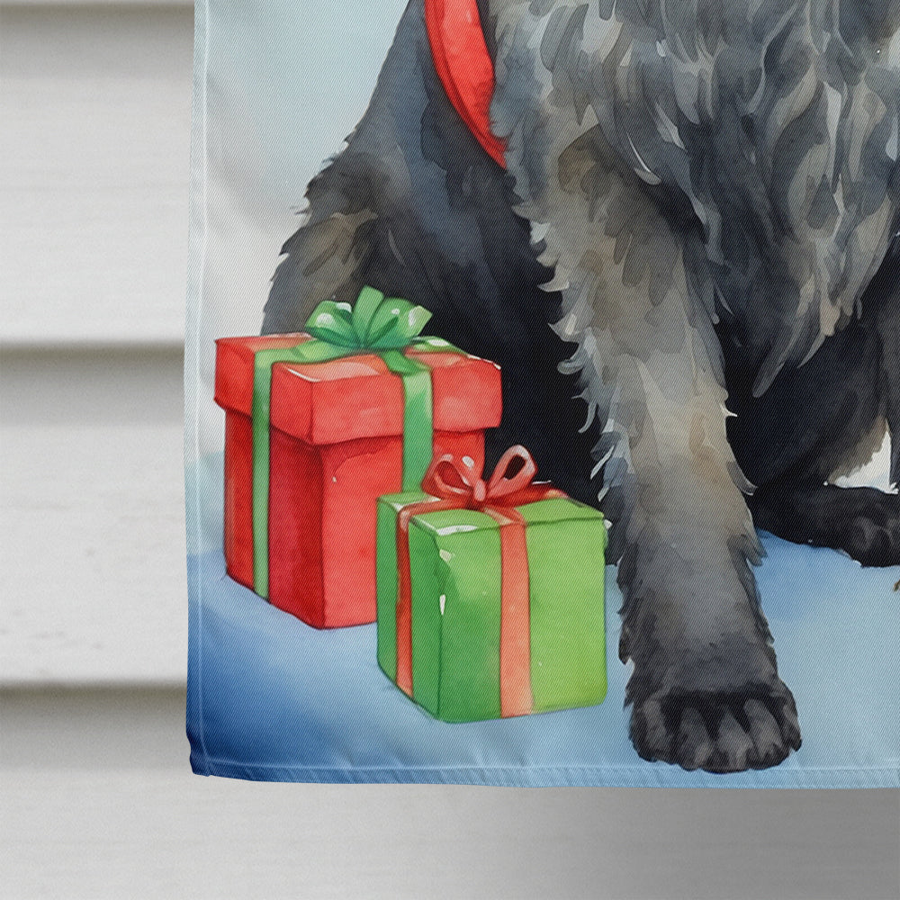 Bouvier des Flandres Christmas Reindeer House Flag 28x40 Porch Sleeve Pole Decorative Outside Yard Banner Artwork Wall Hanging, Polyester