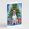 White Boxer Christmas Reindeer Greeting Cards Pack of 8 Blank Cards with Envelopes Whimsical A7 Size 5x7