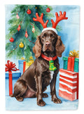 Boykin Spaniel Christmas Reindeer House Flag 28x40 Porch Sleeve Pole Decorative Outside Yard Banner Artwork Wall Hanging, Polyester