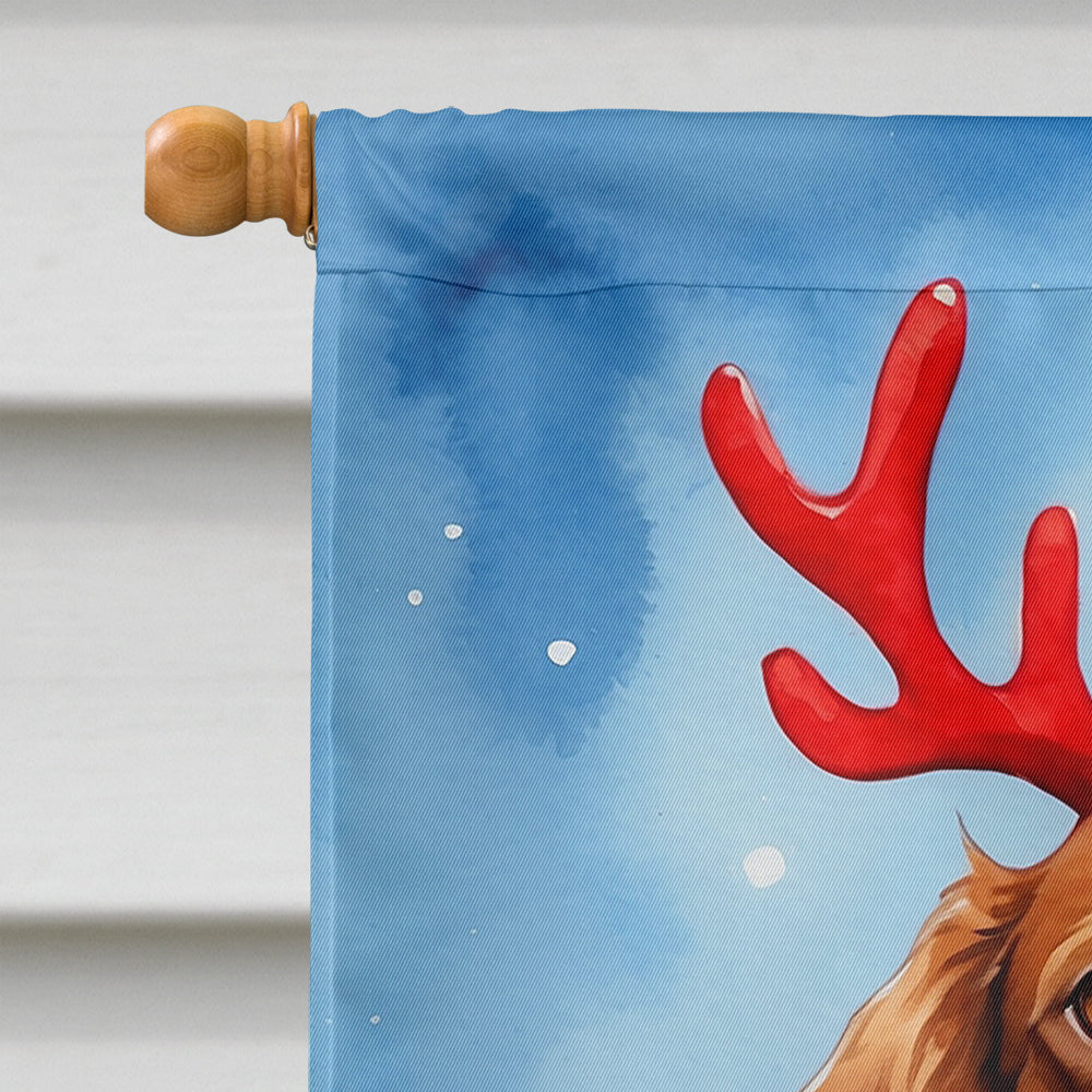 Brittany Spaniel Christmas Reindeer House Flag 28x40 Porch Sleeve Pole Decorative Outside Yard Banner Artwork Wall Hanging, Polyester