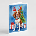 Brittany Spaniel Christmas Reindeer Greeting Cards Pack of 8 Blank Cards with Envelopes Whimsical A7 Size 5x7