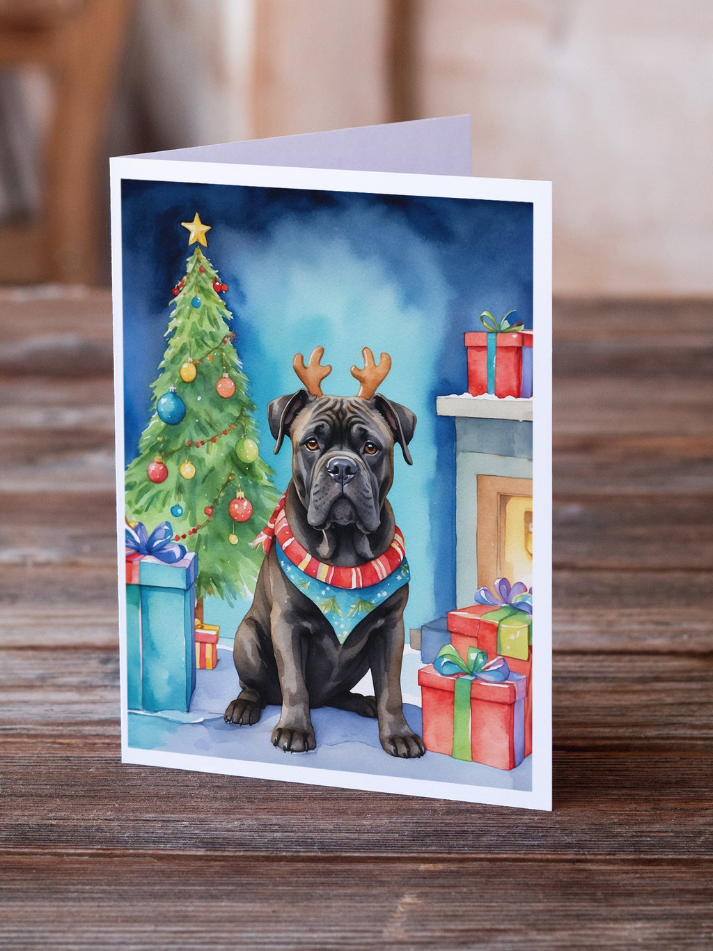 Cane Corso Christmas Reindeer Greeting Cards Pack of 8 Blank Cards with Envelopes Whimsical A7 Size 5x7