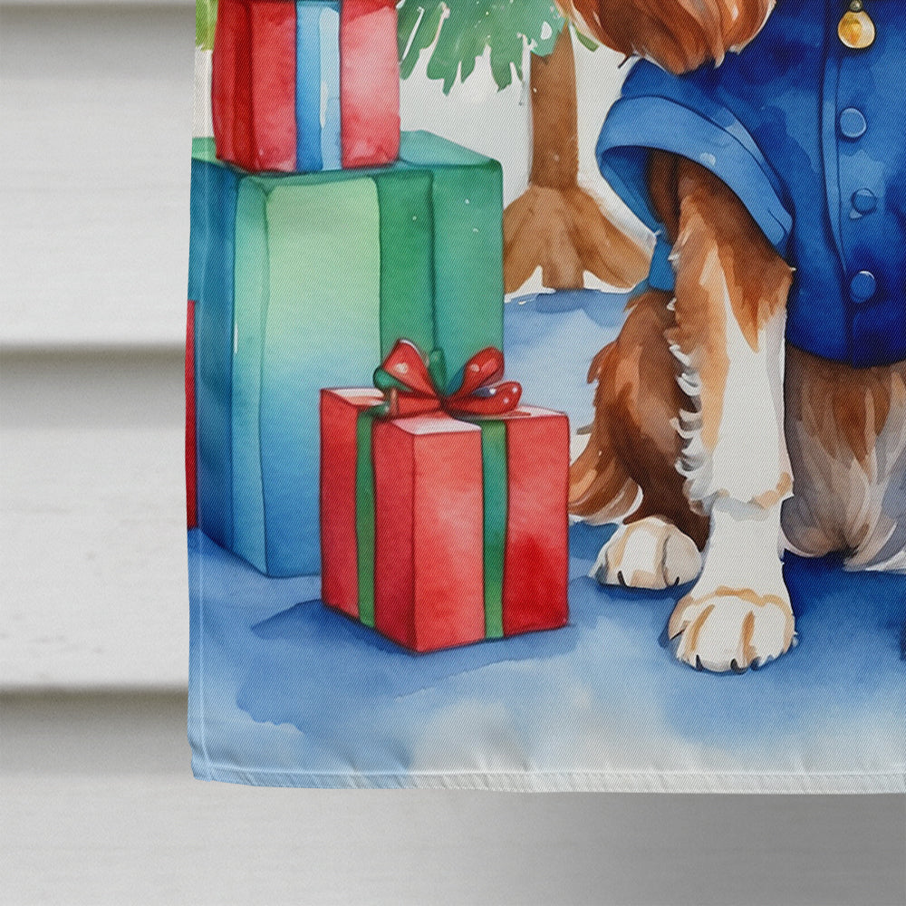 Cavalier Spaniel Christmas Reindeer House Flag 28x40 Porch Sleeve Pole Decorative Outside Yard Banner Artwork Wall Hanging, Polyester