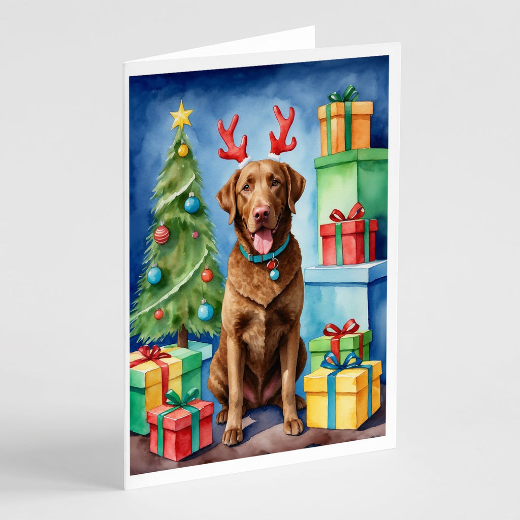 Chesapeake Bay Retriever Christmas Reindeer Greeting Cards Pack of 8 Blank Cards with Envelopes Whimsical A7 Size 5x7