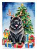 Black Chow Chow Christmas Reindeer House Flag 28x40 Porch Sleeve Pole Decorative Outside Yard Banner Artwork Wall Hanging, Polyester