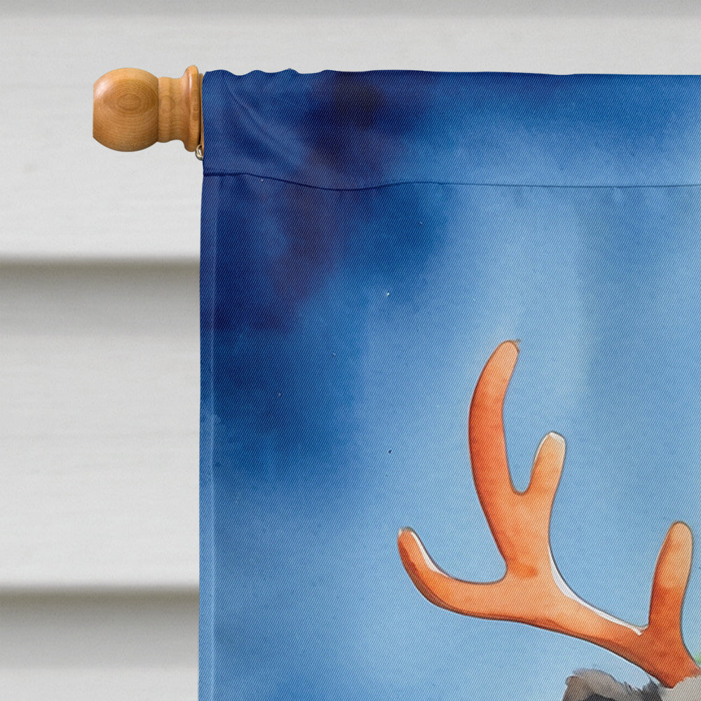 Black Chow Chow Christmas Reindeer House Flag 28x40 Porch Sleeve Pole Decorative Outside Yard Banner Artwork Wall Hanging, Polyester