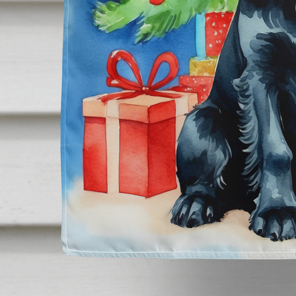 Black Cocker Spaniel Christmas Reindeer House Flag 28x40 Porch Sleeve Pole Decorative Outside Yard Banner Artwork Wall Hanging, Polyester